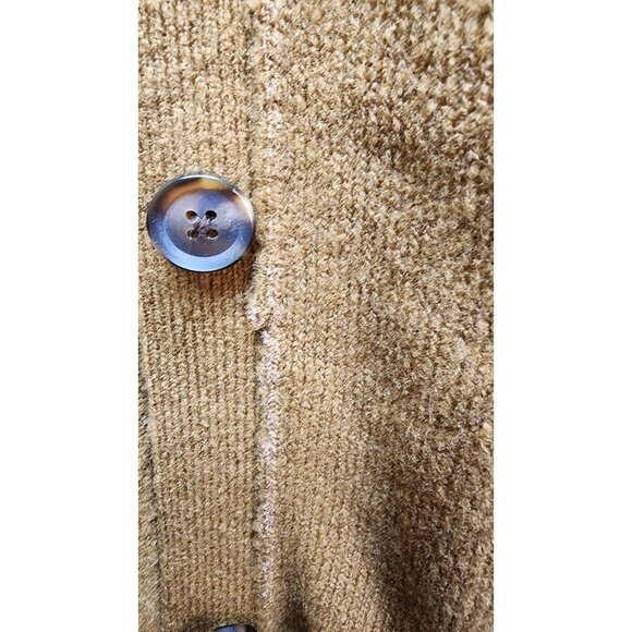 Two-Tone Brown & Gray Skull Graphic Cardigan Sweater Button Front Long Sleeve Ov - Picture 8 of 14